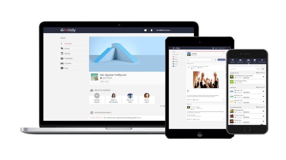 beUnity ist eine interaktive Kommunikationsplattform für lebendige und gemeinschaftsorientierte Organisationen mit Mitgliedern.