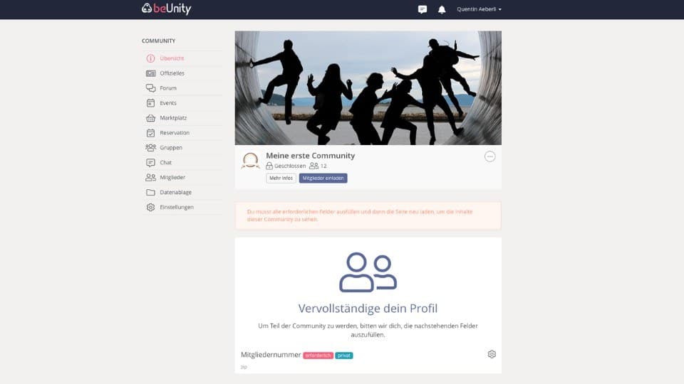 Screenshot der neuen Funktion auf beUnity.