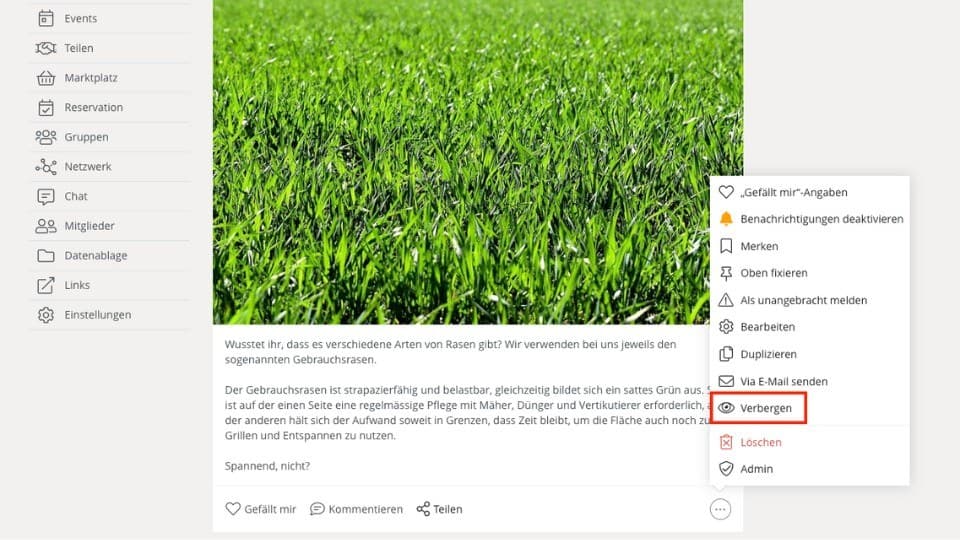 Verbergen Sie Beiträge für die restlichen Mitglieder.