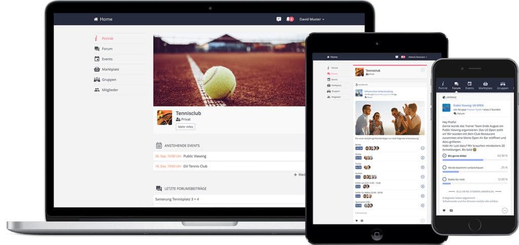 Mockups der Vereinsapp beUnity