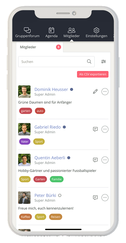 Engagements in wenigen Klicks