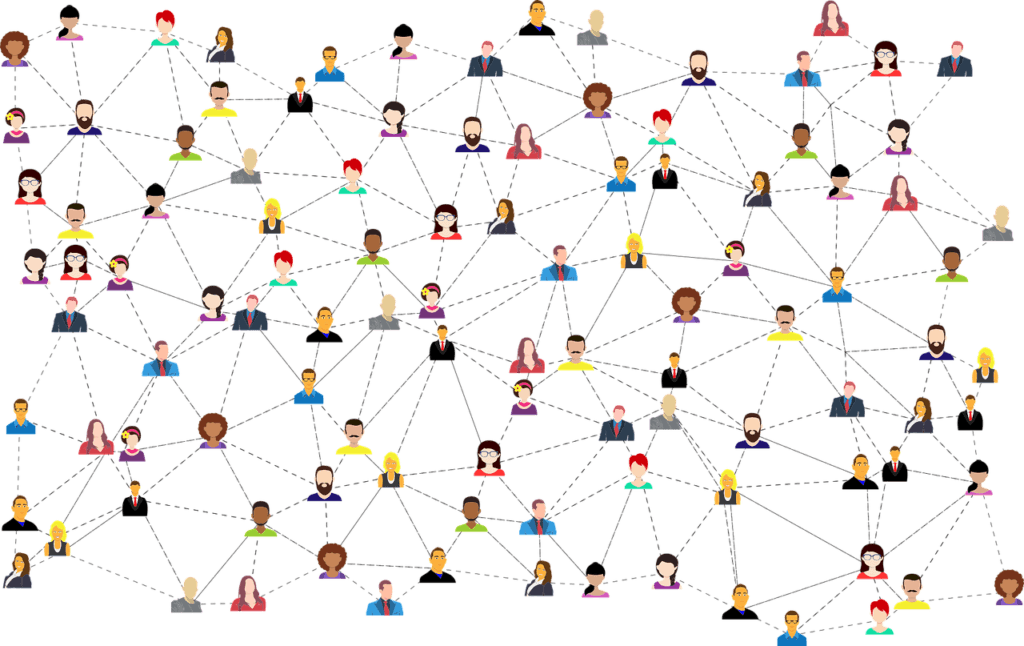 Das Symbolbild zeigt Menschen, die miteinander vernetzt sind.