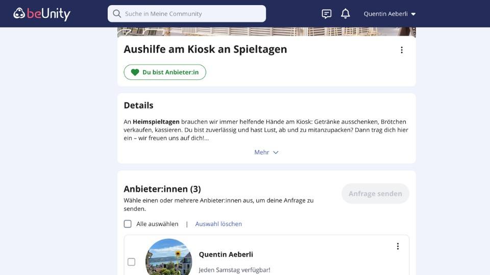 Über Helfen / Teilen findet man schnell und einfach Unterstützung.